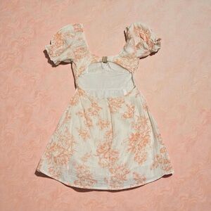 Olivaceous Peach Floral Backless Dress